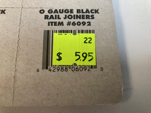 Atlas 6092 O Gauge Rail Joiners – Black – NEW - 16Pcs/Pkg