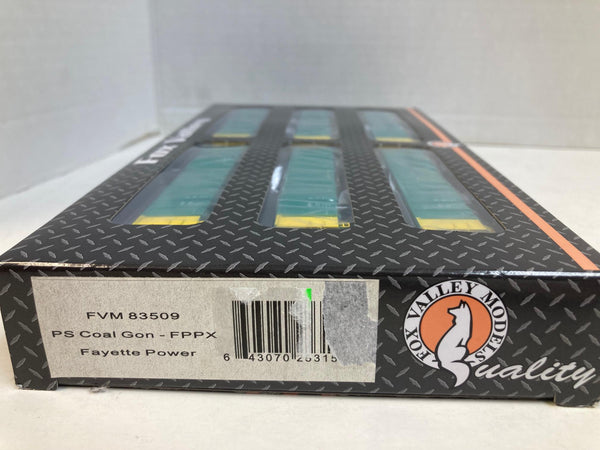 Fox Valley Models N Scale PS Coal Gondola 6 Pack FPPX Fayette Power (FVM83509 or FVM83510)
