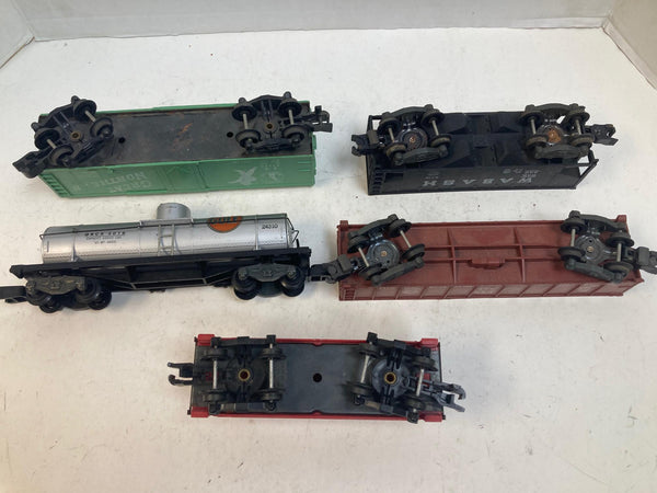 American Flyer 5-Car Freight Lot – Boxcar, Hopper, Tank, Gondola & Caboose – Pre-Owned Good