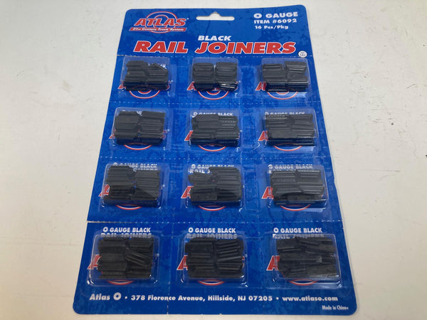Atlas 6092 O Gauge Rail Joiners – Black – NEW - 16Pcs/Pkg