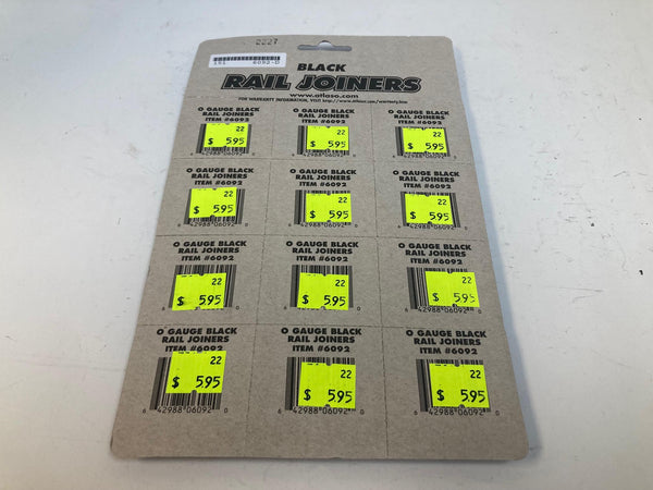 Atlas 6092 O Gauge Rail Joiners – Black – NEW - 16Pcs/Pkg