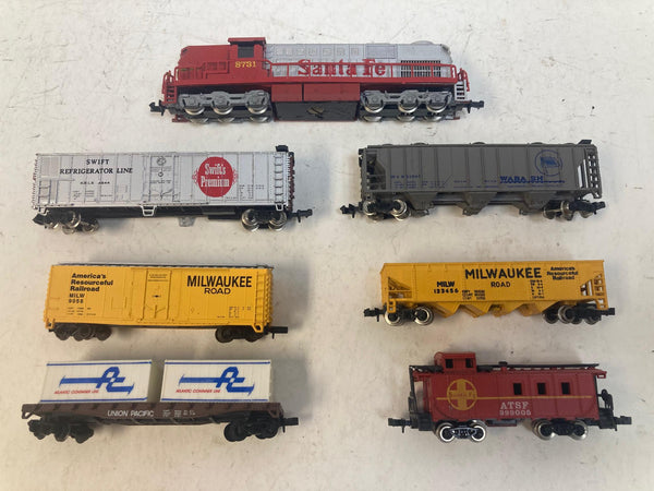 Complete N Scale Train Set – Engine, 6 Cars, Caboose, Track & Power – Ready to Run