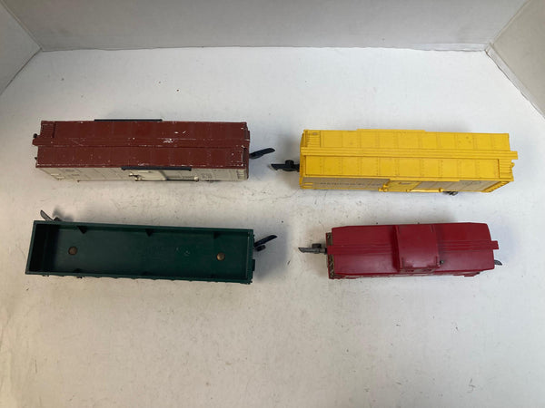 American Flyer 4-Car Freight Lot – B&O Boxcar,  T&P Gondola, AF Boxcar & Caboose – Pre-Owned Good