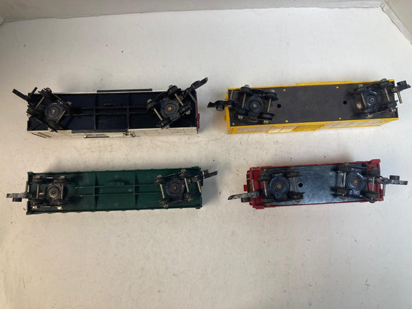 American Flyer 4-Car Freight Lot – B&O Boxcar,  T&P Gondola, AF Boxcar & Caboose – Pre-Owned Good