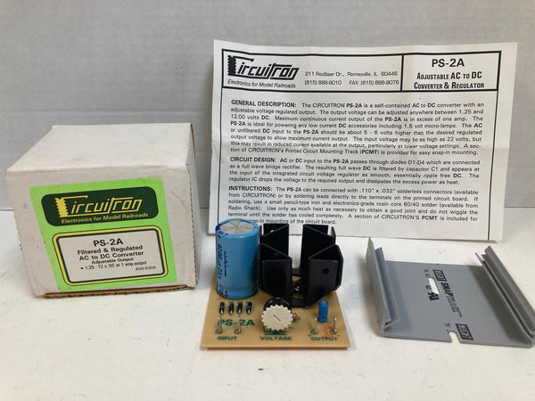 Circuitron PS‑2A Filtered & Regulated AC/DC Converter (800‑5305 / 5305):