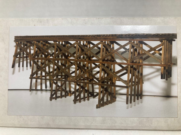 JV Models HO 1/87 Scale Wood Trestle Bridge Kit #2014 (Up to 18" High 18" Long) NIB