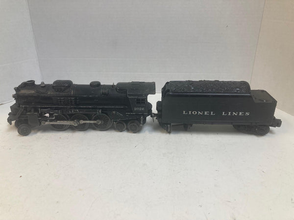 Lionel Post-War 2026 O-Gauge Steam Loco + “Lionel Lines” Tender (NO Whistle) – Runs & Smokes