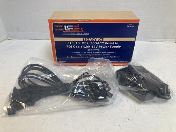 Lionel 6-81499 Legacy LCS 10' DB9 Base to PDI Cable with 12V Power Supply - NEW