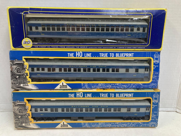 AHM HO B&O 3-Car Passenger Lot - (2) #3612 Coaches & Pullman Sleeper - Rivarossi