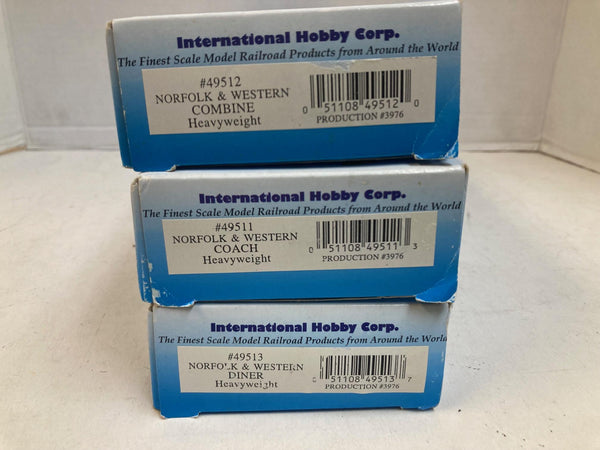 IHC HO Norfolk & Western 3-Car Heavyweight Set #49511-49513 - NOS - N&W