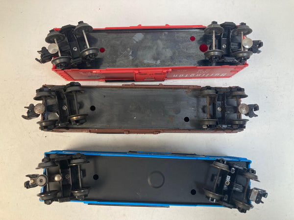 Lionel "The Hill Lines" Box Car Set of 3 (Great Northern, Northern Pacific, Burlington) - O Scale - Good