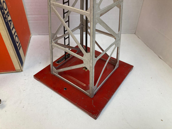 Lionel No. 394 Rotating Beacon Tower RARE Red Base Silver w/Box & Instructions
