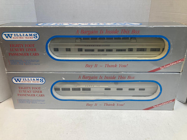 Williams 80 Ft Luxury Liner Passenger Cars 2-Car Set Santa Fe Vista Dome & Diner – Very Good Condition