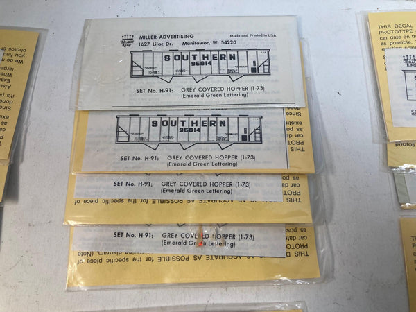 30 Lot Herald King HO Scale Decals - Southern Railway & PRR - New Old Stock