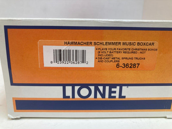 Lionel #6-36287 Hammacher Schlemmer Christmas Musical Boxcar – Brand New, Sealed