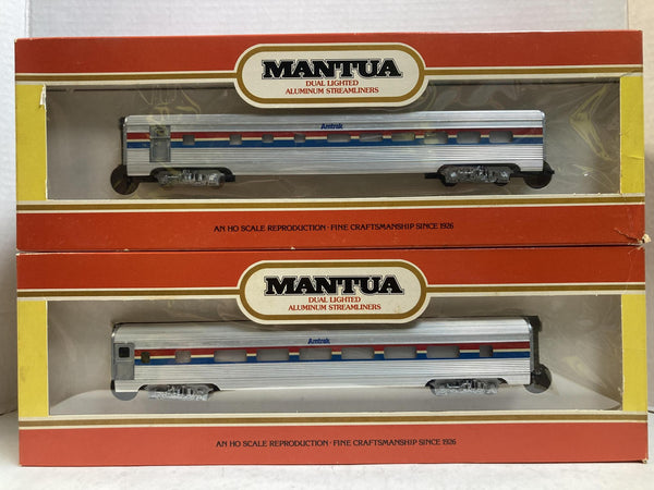 Mantua HO Scale Amtrak Dual Lighted Aluminum Streamliners 6 Passenger Car Set Boxed