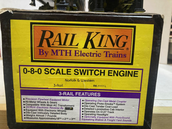 MTH RailKing 30-1111-1 Norfolk & Western 0-8-0 Scale Steam Switcher - Conventional