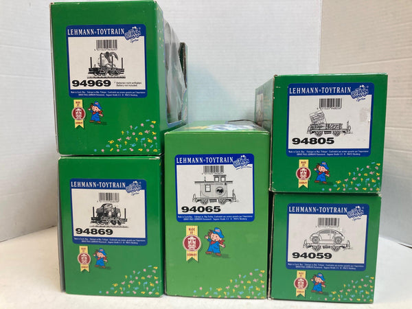 LGB G Scale Train Car Lot of 5 – 94969, 94869, 94065, 94805, 94059 – Good Condition, Boxes Worn