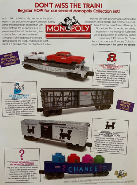 Lionel Limited Edition Monopoly PEWTER HUDSON Steam Set | 6-52225| Test Run ONLY