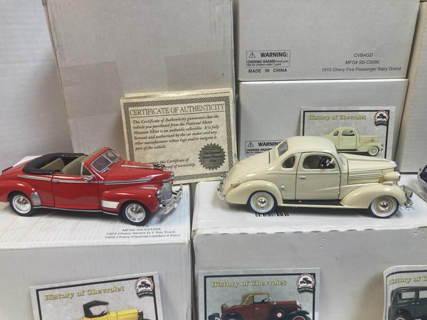 National Motor Museum Mint 1:32 Scale Diecast Collection – "History of Chevrolet" 13-Car Lot (1911–1941)