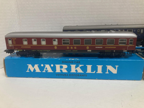 Marklin HO Scale 4 lot: 3 Passenger Cars, 1 Dining Car (RESTAURANT) SBB FFS German (4024,4027,4049,4068)