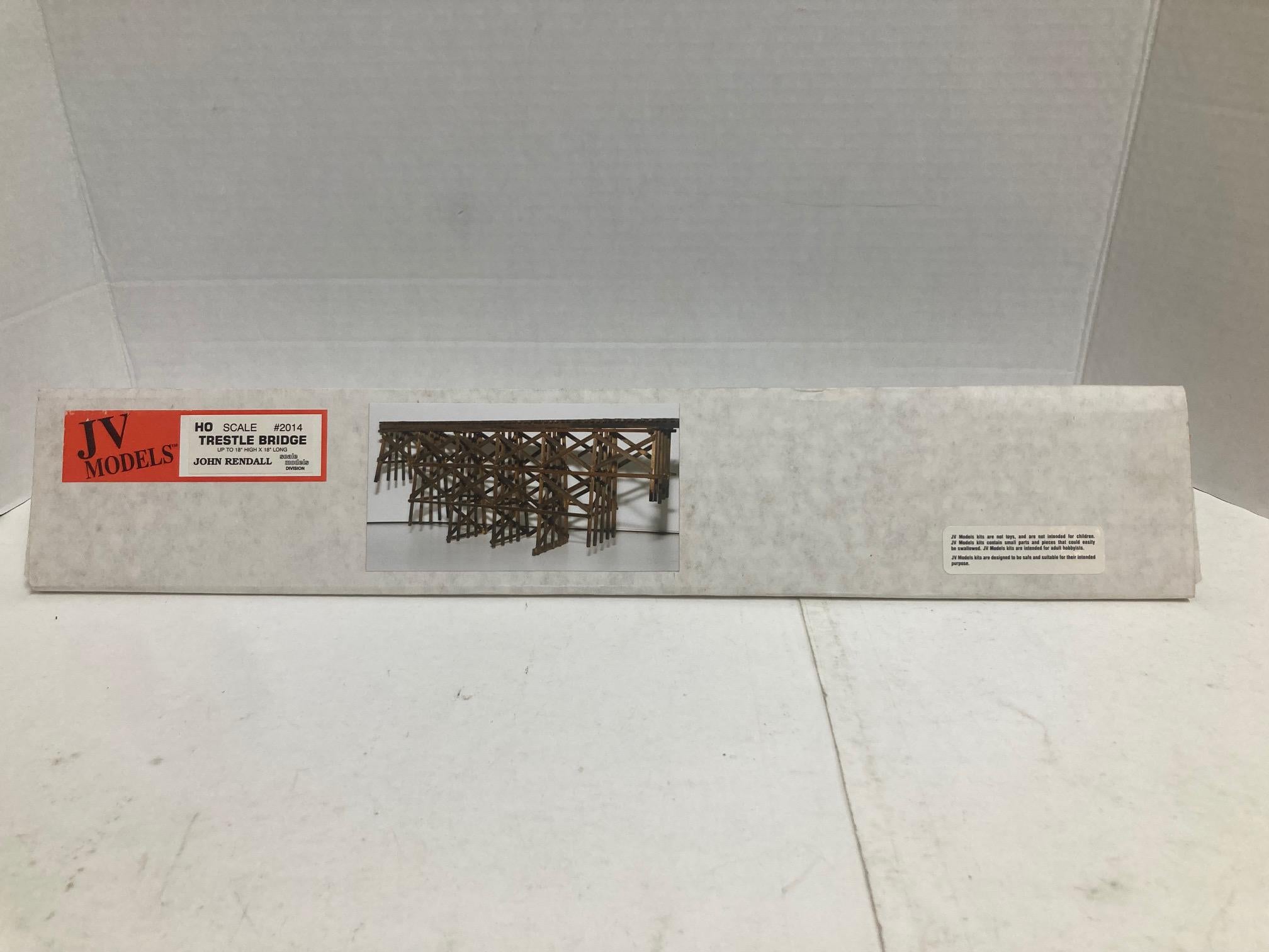 JV Models HO 1/87 Scale Wood Trestle Bridge Kit #2014 (Up to 18" High 18" Long) NIB