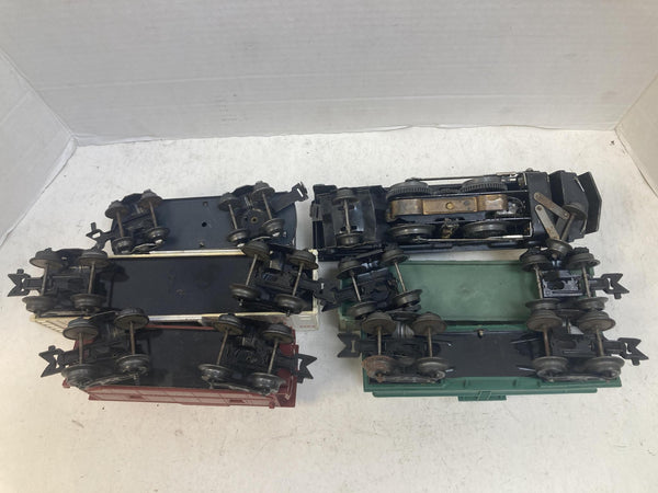 Vintage Marx O Gauge 999 Steam Locomotive & Tender w/ 4 Freight Cars - Tilt Couplers