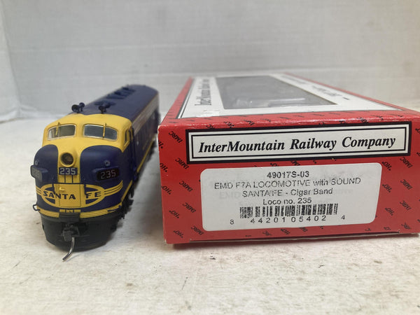InterMountain 49017S-03 HO Santa Fe EMD F7A #235 Cigar Band Sound Boxed Excellent
