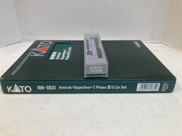 Kato N Scale Amtrak Passenger Train Set – F40PH #350 Locomotive & Superliner I Phase III 6-Car Set