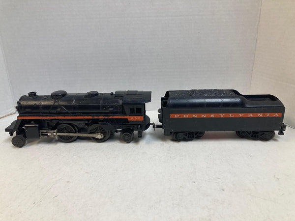 Lionel 250 2-4-2 Steam Locomotive with Matching Pennsylvania Tender (Orange Stripe) – Early Postwar (1945–1946)