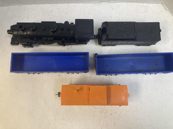 Marx O Gauge Plastic Steam Loco & Penn Central Tender Set w/ Gondolas & Pacemaker Caboose - Plastic Couplers