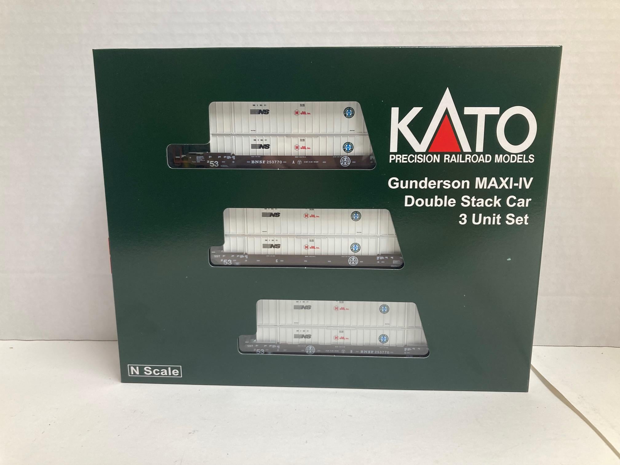 KATO Gunderson MAXI-IV Double Stack Car BNSF w/ Hub Containers (106-6185)