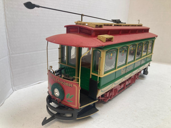Bachmann G Scale Christmas Trolley #93940 “Season’s Greetings” w/ Santa Onboard – Good Condition No Box