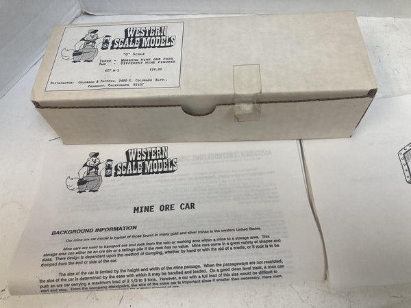 Western Scale Models M-1 O Scale Working Mine Ore Cars & Figures Kit - Unbuilt