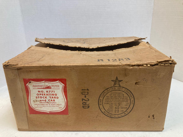 American Flyer K771 Operating Stock Yard & Stock Car Tested Works w/ 8 Cows + Box