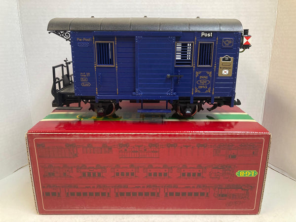 LGB 1985 Blue Postal/Anniversary Post-Wagen – G-Scale, Lighted, Very Good Condition