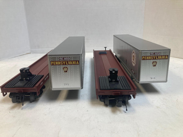 MTH Premier Pennsylvania PRR Flatcars w/ TrucTrain Trailers (2) 470591 470597