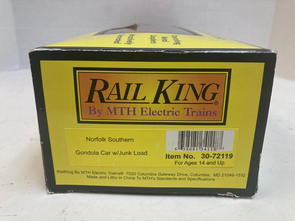 MTH RailKing 30-72119 Norfolk Southern Gondola w/ Junk Load O Gauge C-9 Mint