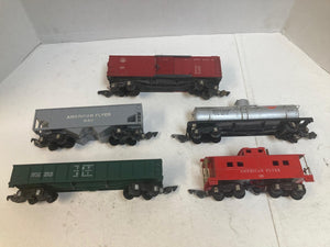 American Flyer Freight Car Set Includes: B&O Boxcar 633, Gulf Tank 625, Hopper 640, T&P Gondola 631, Caboose 638