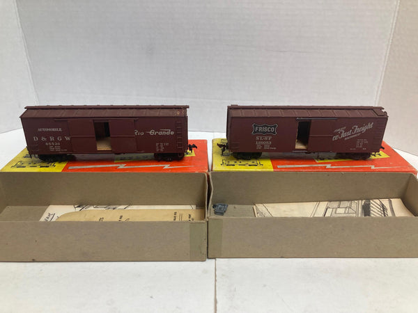 Silver Streak Vintage HO Assembled Kits: SS213 Frisco Box Car, SS302 D&RGW Auto Car