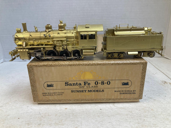 Sunset Models HO Brass AT&SF Santa Fe 0-8-0 "825" Class Steam Loco & Tender EX