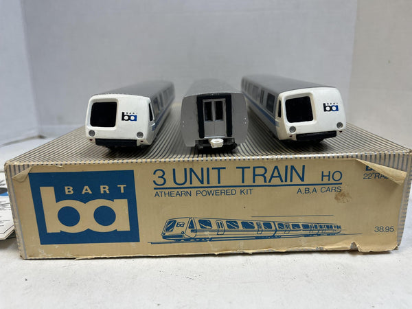 Vintage BART HO Scale 3-Unit Train Set Athearn Powered A-B-A Built w/ Box & Paperwork