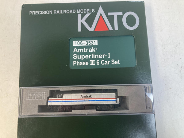 Kato N Scale Amtrak Passenger Train Set – F40PH #405 Locomotive & Superliner I Phase III 6-Car Set
