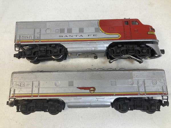 Vintage Lionel 2343 Santa Fe F3 AB Diesel Locomotive Set – Plastic Vents, Runs Great!