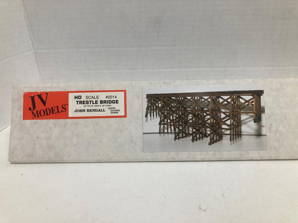 JV Models HO 1/87 Scale Wood Trestle Bridge Kit #2014 (Up to 18" High 18" Long) NIB