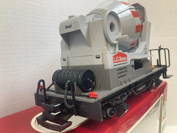 LGB 4055 LG Beton Flatcar w/ Cement Mixer – G-Scale, Pre-Owned Very Good Condition