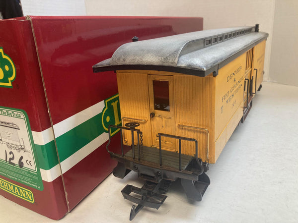 LGB 3084 D&RGW Denver & Rio Grande Western Boxcar – G‑Scale, Pre-Owned Very Good, Weathered