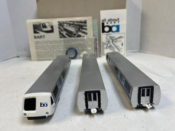 Vintage BART HO Scale 3-Unit Train Set Athearn Powered A-B-A Built w/ Box & Paperwork