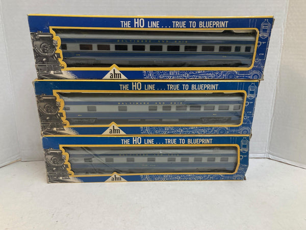 AHM HO Wabash/Indiana 3-Car Lot - "Paw Paw" Pullman - Kadees - 1935 Streamline