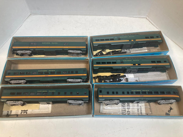COMPLETE Lot of 6 Athearn Blue Box HO Northern Pacific Passenger Cars - 2 Kits + 4 Built